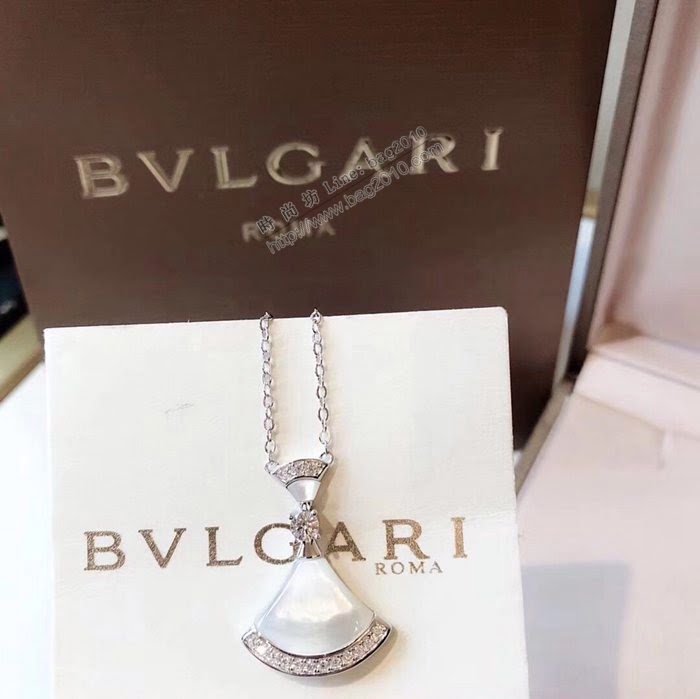 Bvlgari飾品 寶格麗Diva系列扇形裙子帶鑽項鏈 鉑金色  zgbq3263